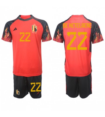 Lacne Dětský Futbalové dres Belgicko Charles De Ketelaere #22 MS 2022 Krátky Rukáv - Domáci (+ trenírky)